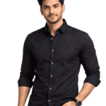 Rudders Men’s Solid Cotton Casual Shirt – Regular Fit Full Sleeve