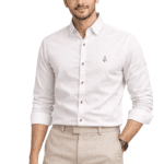 Rudders Men’s Solid Cotton Casual Shirt – Regular Fit Full Sleeve