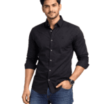 Rudders Men’s Solid Cotton Casual Shirt – Regular Fit Full Sleeve