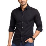 Rudders Men’s Solid Cotton Casual Shirt – Regular Fit Full Sleeve