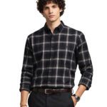 Rudders Men Checkered Casual Cotton Shirt – Regular Fit Full Sleeve