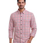 Rudders Men's Cotton Checkered Casual Shirt – Regular Fit Full Sleeve